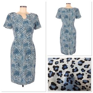 Maggy London Blue and Black Leopard Print Midi Dress